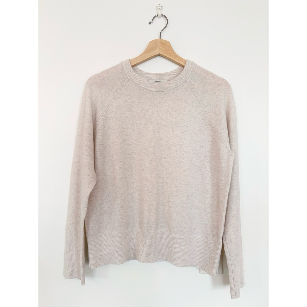 Vince. || Wool Cashmere Sweatshirt Raglan Crewneck Oatmeal Cream Beige Small - Picture 2 of 8